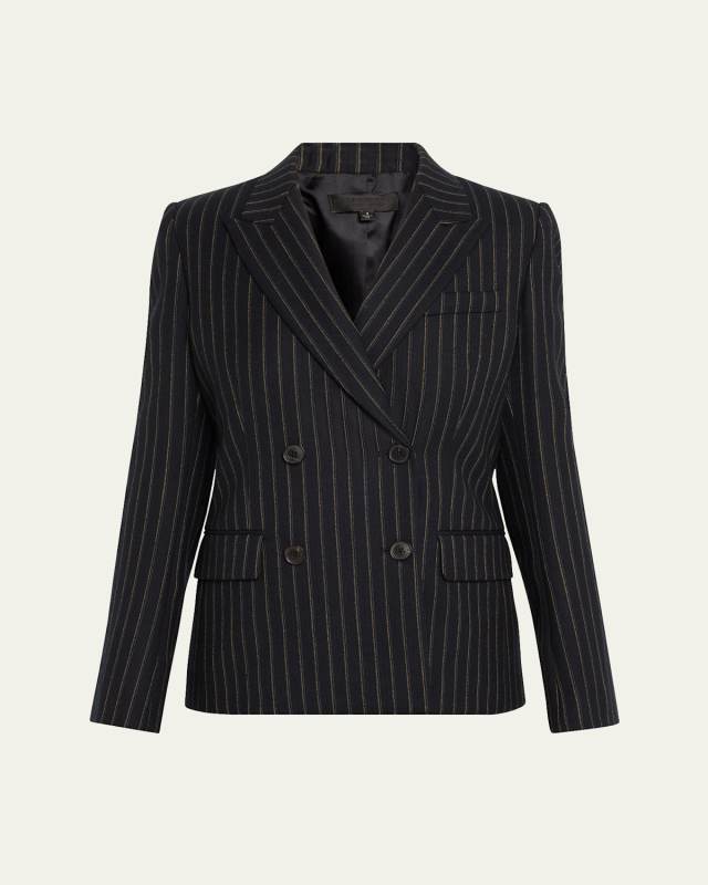 Veda Pinstripe Double-Breasted Wool Jacket